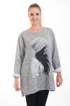 PULL TUNIQUE IMPRIME FEMME 4540 GRIS