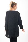 MAGLIONE TUNICA STAMPE DONNA 4540 NERO