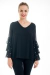 TUNIC SLEEVES BEADED FLAMENCO 4546 BLACK