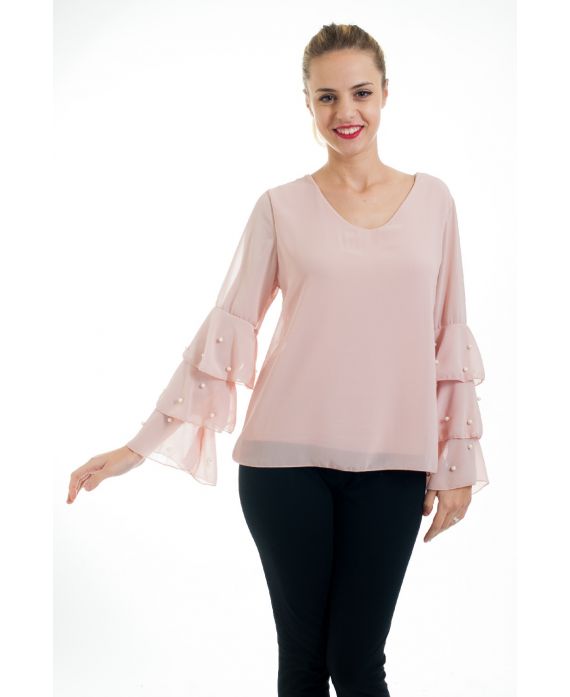 TUNIEK MOUWEN KRALEN FLAMENCO 4546 ROZE