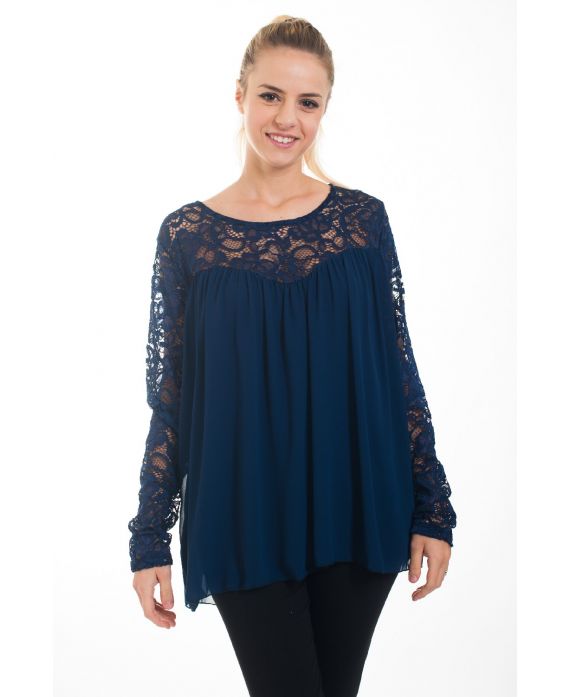 TUNIQUE DENTELLE 4532 BLEU MARINE