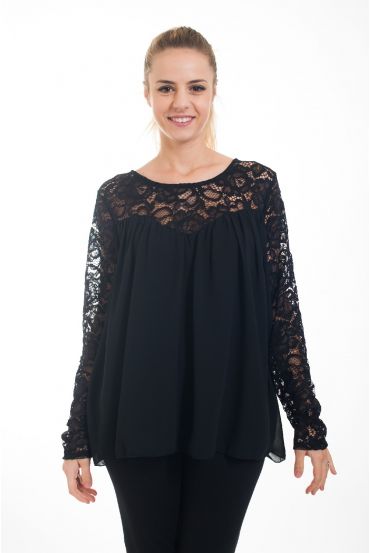 TUNIQUE DENTELLE 4532 NOIR