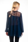 BLOUSE DENTELLE CLOUTEE 4531 BLEU MARINE