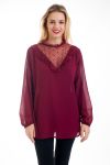 BLOUSE DENTELLE CLOUTEE 4531 BORDEAUX