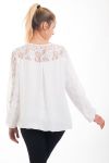 BLUSA EMPIECEMENT ENCAJE 4539 BLANCO