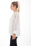 BLUSA EMPIECEMENT ENCAJE 4539 BLANCO