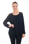 BLUSA EMPIECEMENT ENCAJE 4539 NEGRO