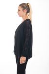 BLUSA EMPIECEMENT ENCAJE 4539 NEGRO