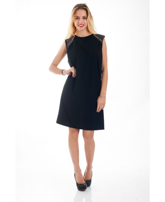 VESTIDO DE HOMBROS CLOUTEES 4544 NEGRO