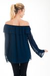 BLOUSE ENCOLURE PERLES 4527 BLEU MARINE