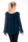 BLOUSE ENCOLURE PERLES 4527 BLEU MARINE