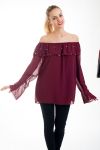 BLOUSE ENCOLURE PERLES 4527 BORDEAUX