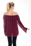 BLOUSE ENCOLURE PERLES 4527 BORDEAUX