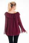 BLOUSE ENCOLURE PERLES 4527 BORDEAUX