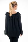 BLOUSE ENCOLURE PERLES 4527 NOIR