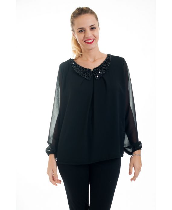 BLOUSE COL CLAUDINE 4549 NOIR