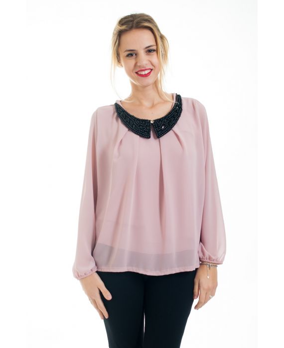 BLOUSE COL CLAUDINE 4549 ROZE