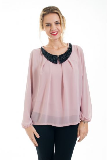 BLOUSE COL CLAUDINE 4549 ROZE