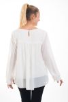 BLOUSE EMPIECEMENT DENTELLE 4528 BLANC