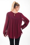 BLOUSE EMPIECEMENT DENTELLE 4528 BORDEAUX