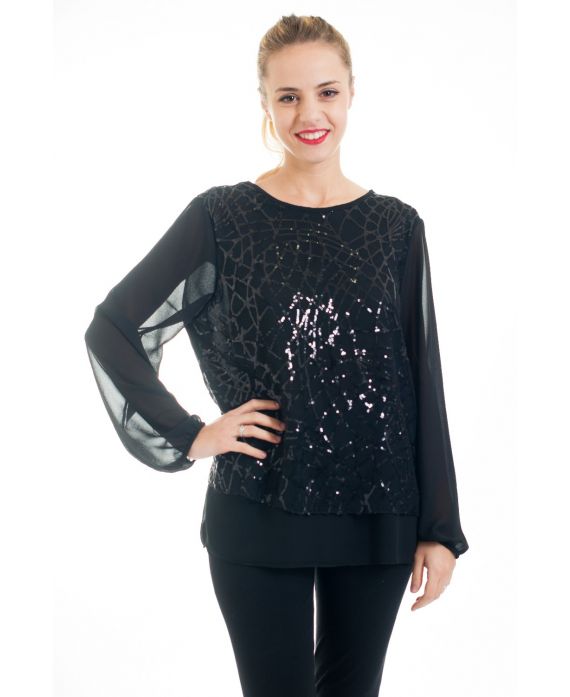 TOP PAILLETTES SERA COCKTAIL 4542 NERO