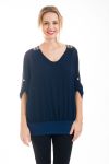 BLOUSE STRAPLESS RHINESTONE 4550 NAVY