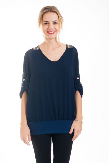 BLOUSE STRAPLESS STRASS 4550 NAVY