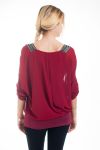 BLOUSE STRAPLESS STRASS 4550 BORDEAUX