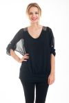 BLUSE, TRÄGERLOSEN STRASS-4550 SCHWARZ