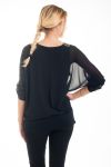 BLOUSE BRETELLES STRASS 4550 NOIR