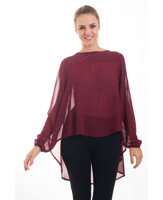 BLUSE CLOUTEE 4548 BORDEAUX