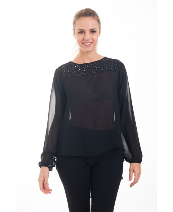 BLOUSE CLOUTEE 4548 NOIR