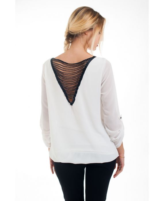 BLOUSE DOS FANTAISIE 4547 BLANC