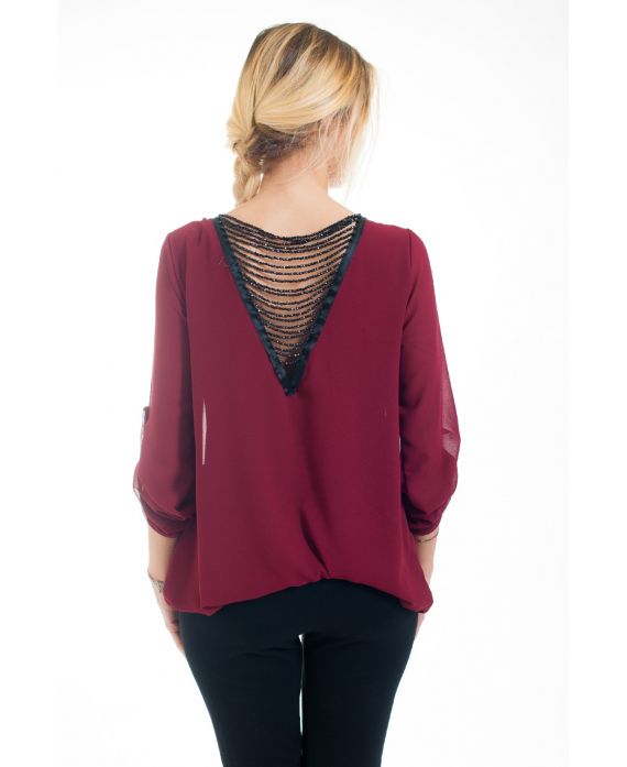 BLOUSE DOS FANTAISIE 4547 BORDEAUX