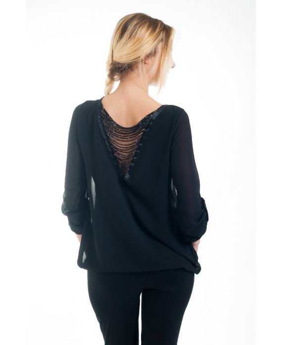 BLOUSE DOS FANTAISIE 4547 NOIR