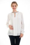 BLOUSE ENCOLURE STRASS 4536 BLANC