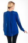 BLOUSE ENCOLURE STRASS 4536 BLEU ROYAL