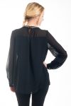 BLOUSE HEEFT EEN V-HALS STRASS 4536 ZWART