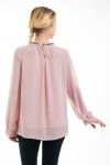 BLOUSE HEEFT EEN V-HALS STRASS 4536 ROZE