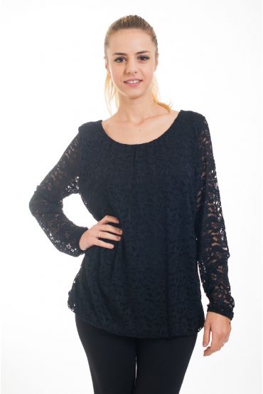 LACE TOP 4561 ZWART