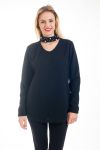 PULL-AUSSCHNITT PERLEN-4571 SCHWARZ