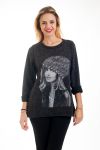 PULL IMPRIME FEMME 4567 NOIR