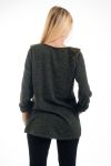 PULL PERLES ET FAUSSE FOURRURE 4566 VERT MILITAIRE