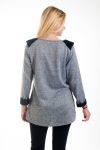 PULLOVER PERLEN UND FAUX PELZ 4566 GRAU