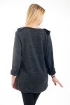 PULL PERLES ET FAUSSE FOURRURE 4566 NOIR