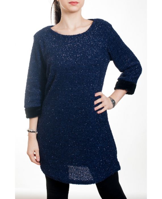 KLEID MIT GLANZ-EFFEKT KUNSTPELZ 4575 BLAU