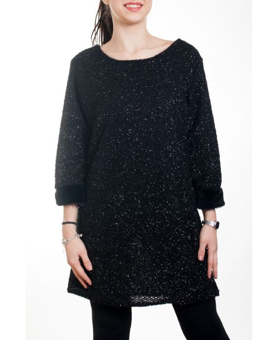 VESTIDO CON EFECTO BRILLANTE DE PIEL SINTÉTICA 4575 NEGRO