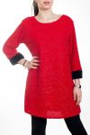 ROBE EFFET BRILLANT FAUSSE FOURRURE 4575 ROUGE