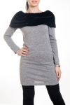 KLEID TUNIKA MIT KUNSTFELL 4578 GRAU