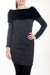 ROBE TUNIQUE FAUSSE FOURRURE 4578 NOIR